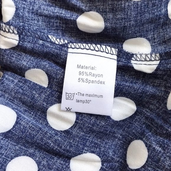 Grecerelle Women's Large Navy & White Polka Dot Surplice Long Flowing Maxi Dress - Picture 12 of 15